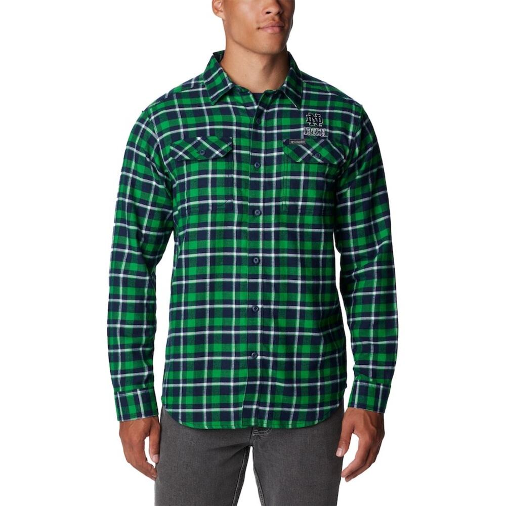 Columbia Notre Dame Fighting Irish Flare Gun Flannel Long Sleeve Shirt Mens Sz M